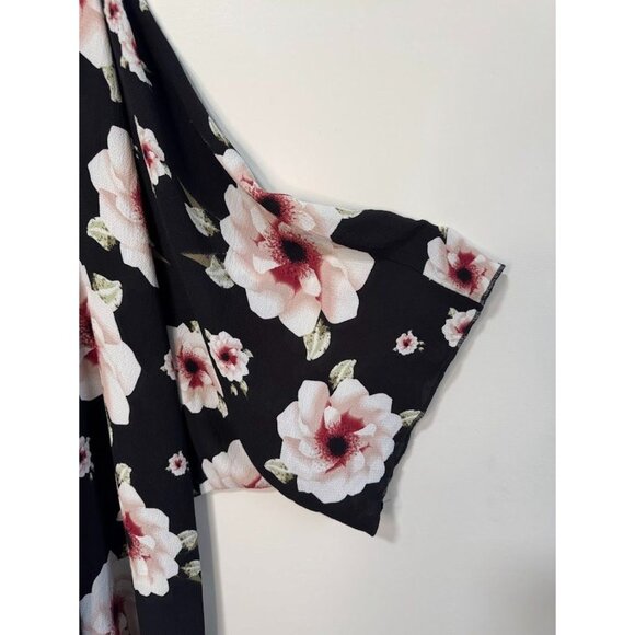 NWT Black Floral Kimono 3/4 Sleeve, Light Weight, 3X - Picture 2 of 5